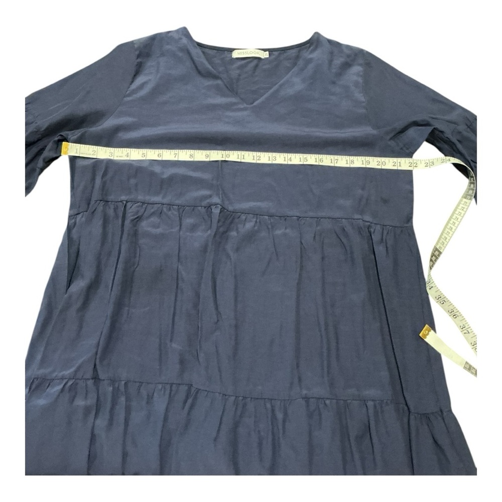 Misslook Navy Blue Tiered Babydoll Long Sleeve Dress Size XL - Picture 4 of 7